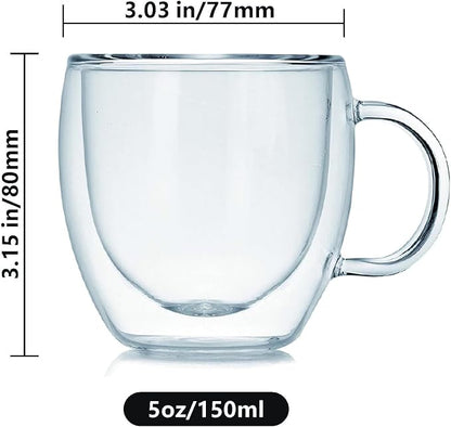 Espresso Cups Set Of 2, Double Walled Glass Coffee Mugs - Image 4