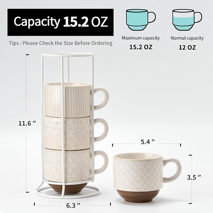 Large Ceramic Coffee Mug Set of 4 - Image 2