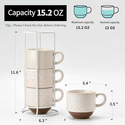 Large Ceramic Coffee Mug Set of 4 - Image 2