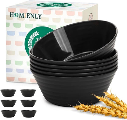 6 PCS Large Bowl Set, Lightweight and Unbreakable Wheat Straw Bowls by HOMIENLY