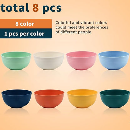 Lazycorner 8 Pcs Wheat Straw Cereal Bowls 26 Oz Wheat Straw Bowls Set Reusable - Image 2
