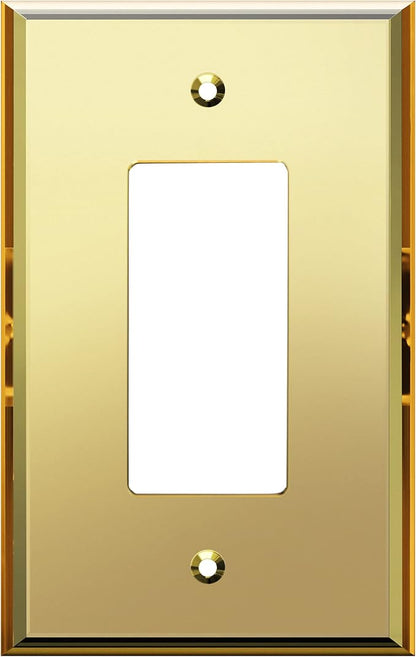 LIDER Reflective Acrylic Decorator Wall Plate, Mirrored Light Switch Plate, Plexiglass Outlet Cover, Acrylic Glass, Oversized 1-Gang 5.25" x 3.44", LWP-31O-AGD, Gold