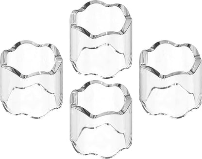 Scalloped Acrylic Napkin Rings Set of 4 – Elegant Crystal Clear Napkin Holders by GRAHAMDESIGN