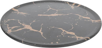 VALICLUD Creative Marble Pattern Steak Plate 10.2-inch round Imitation Porcelain Western Dinnerware Snack Dessert Tray for Household Dining and Entertaining