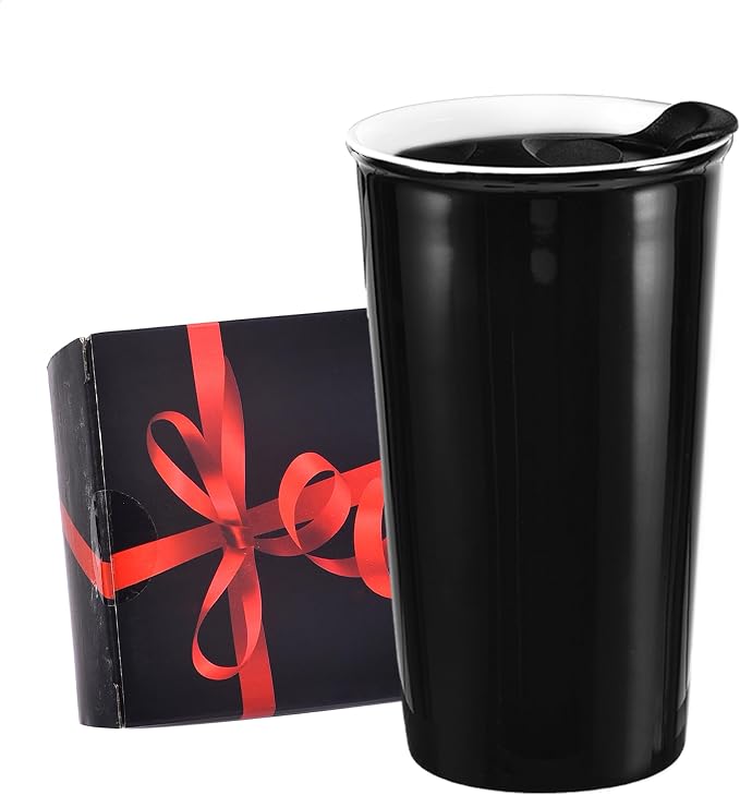 Ceramic Travel Mug, 12oz Unique To Go Coffee Mugs by fMSDD