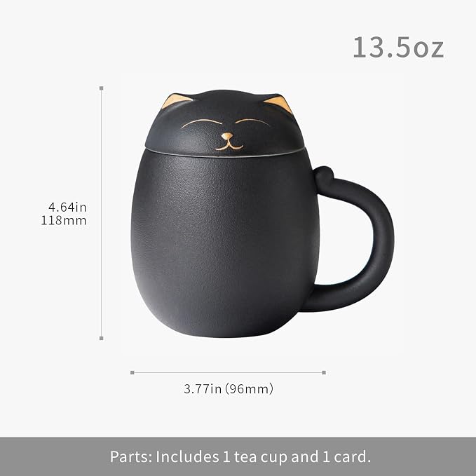 HEER Black Cat Ceramic Tea Mug 13.5oz - Image 3