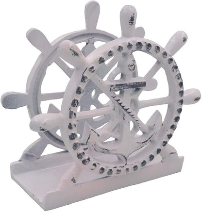 THDC Nautical Napkin Holder, Lunch, Dinner, Nautical Collection Napkin Holder, Made of Metal (Anchor Distressed Pink)