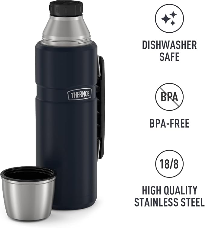 THERMOS Stainless King Vacuum-Insulated Beverage Bottle, 40 Ounce, Midnight Blue - Image 5