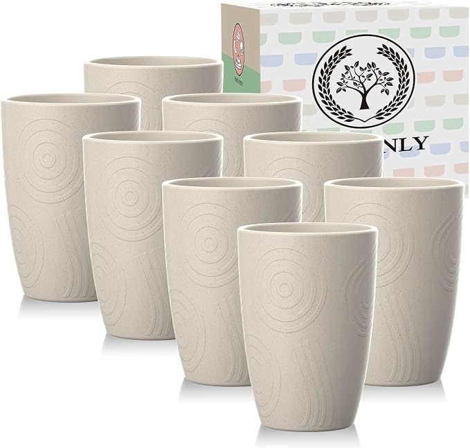 Homienly Wheat Straw Cups 8 PCS Plastic Cups Unbreakable Drinking Cup Reusable by HOMIENLY