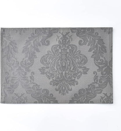 Place Mats Set of 8 – Rectangle Rectangular Waterproof Fabric Polyester Cloth Washable Wipeable Heat Resistant Placemats for Kitchen Dining Dinner Table Indoor 13 X 19 Inch Grey