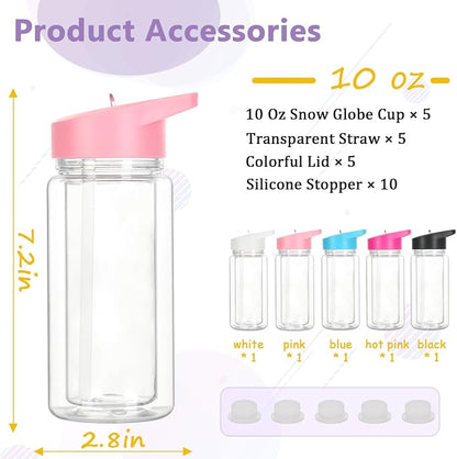 5 Pack 10 Oz Plastic Snow Globe Tumbler - Image 6