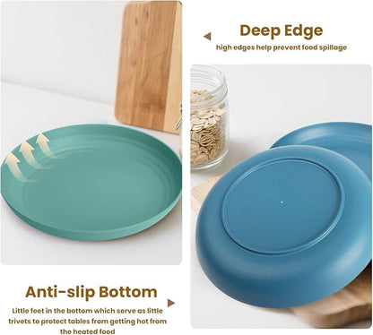 Wheat Straw Plates 10 Inch Deep Dinner Plate Set of 8, Lightweight and - Image 5