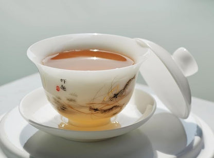 Liang baobao Ice Jade White Porcelain Gaiwan, 5oz Teacup Suet-fat Jade - Image 4