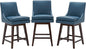 CHITA Counter Height Swivel Bar Stools Set of 3, FSC Certified Upholstered Faux Leather Barstool Chairs with Back, 26.8" H Seat Height, PU Leather in Dark Blue