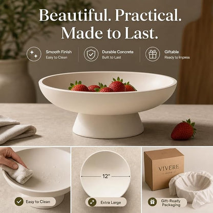 12" Concrete Extra Large Fruit bowl - Image 7