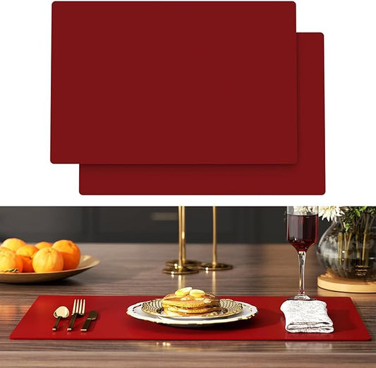 2-Pack Extra Thick Silicone Counter Mats - 24”x16” Large Heat Resistant Kitchen Countertop Protector, Non-Slip Hot Pad Trivet for Air Fryer, Hot Pots & Pans, Coffee Maker(Red)