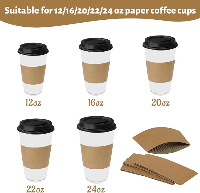 500 Pcs Coffee Sleeves, Recyclable Cup Sleeve - Image 2