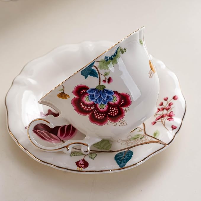 Ceramic Tea Cups Coffee Cup and Saucers Set of 4 - Image 2
