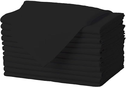 Gee Di Moda Cloth Napkins - 17 x 17 Inch Black Dinner Napkins - Set of 12 Soft & Absorbent Washable Fabric Cloth Table Napkins with Hemmed Edges for Hotel Restaurant, Holiday Parties & Wedding