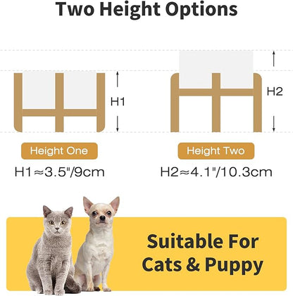 Elevated Ceramic Dog Bowls 2 Pack, 5.1" Individual Dog Bowl with 2 Fixed Height Stand, 1.6 Cup Food and Water Bowls for Toy Breed, Small-Breed Puppy (Double Bowls + Double Stands - White, 5.1 inch)