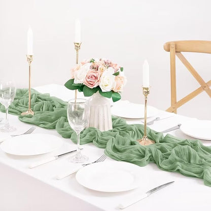 3 Pack Sage Green Cheesecloth Table Runner 10ft Boho Gauze Centerpiece | - Image 4