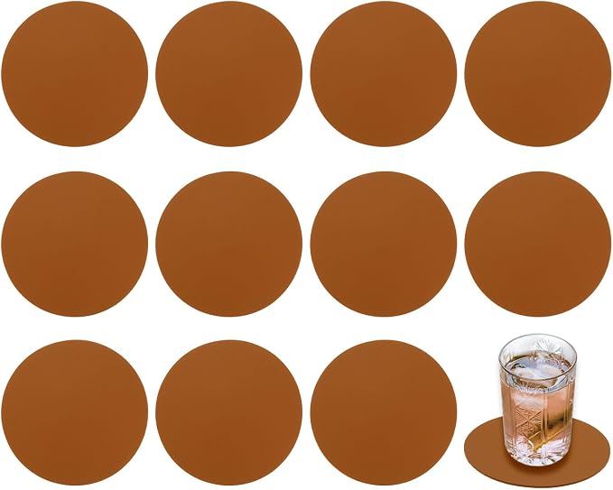 uxcell Round Faux Leather Coasters 4 Inch, Drink Coasters Suit by uxcell