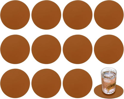 uxcell Round Faux Leather Coasters 4 Inch, Drink Coasters Suit by uxcell
