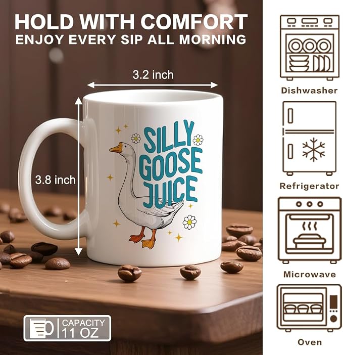 Silly Goose Juice 11 oz Funny Goose Ceramic Coffee Mug | Silly Goose Coffee Cup - Image 2