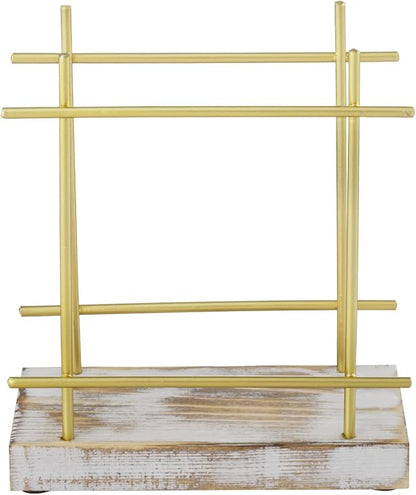 MyGift Shabby Whitewashed Wood Base Napkin Holders, Brass-Tone Metal Dispenser - Image 5
