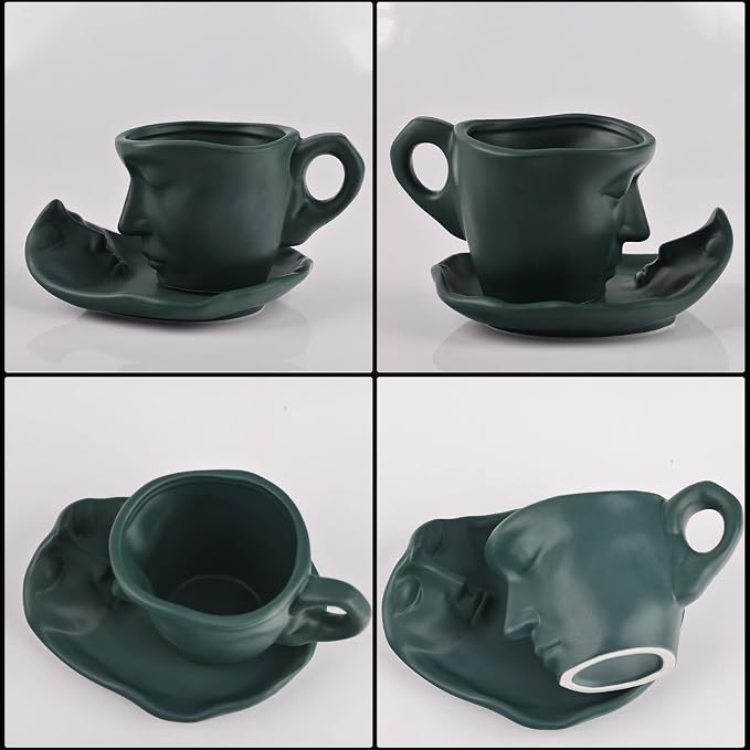 oliruim Green Coffee Cup and Saucer Set - Image 6