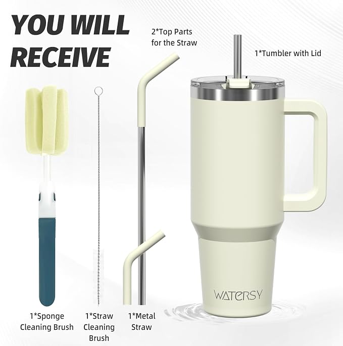 40 oz Tumbler with Handle, Tumbler with Lid and Straw, Double Wall Insulated - Image 3