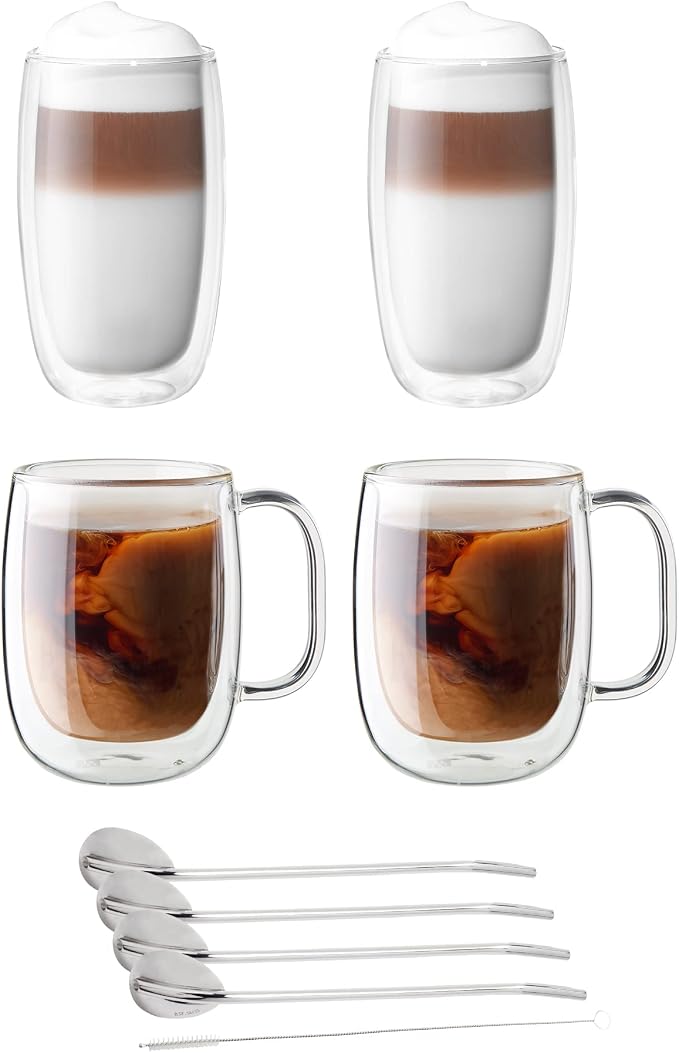 ZWILLING Sorrento Double-Wall Coffee and Beverage 9-pc Glassware Set by Zwilling