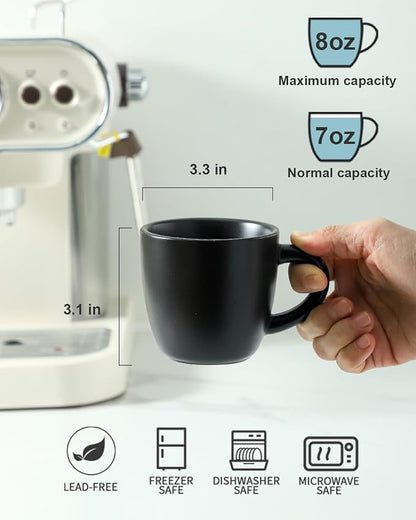 HASENSE 7OZ Espresso Cups, Ceramic Cappuccino Cups Set of 4 - Image 2