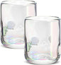 Icon Juice Glasses, 14oz Stemless Wine Drinking Juice Glass Cup for Valentine Party Supplies Gift(2 Pcs,Shell White)