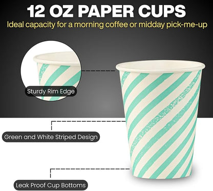 Disposable Coffee Cups, To Go Paper Hot Cups, Water Blue - Image 6