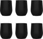 DISCOUNT PROMOS Stemless Wine Glass Tumblers with Lids by Largo 11 oz. Set of 6, Bulk Pack - Perfect for Wine, Cocktails, Other Hot & Cold Beverages - Black