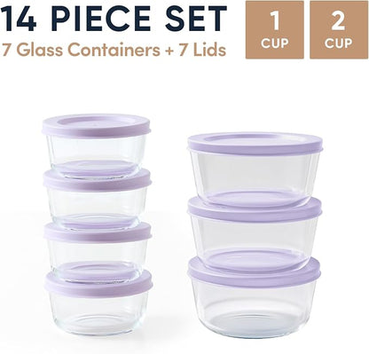 14-Piece Glass Food Storage Containers Set | 1-Cup & 2-Cup, Leakproof | - Image 2