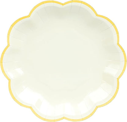 Beige Party Plates Cream Dessert Paper Plates 7inch Gold Foil Scalloped Edge Disposable Cake Plates for Tea Party Birthday Bridal Baby Shower Wedding Party Supplies (48, Beige)