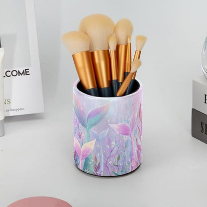 Leather Pen Holder for Desk, Mermaid Tail Pencil Cup Pen Organizer Makeup Brush - Image 6