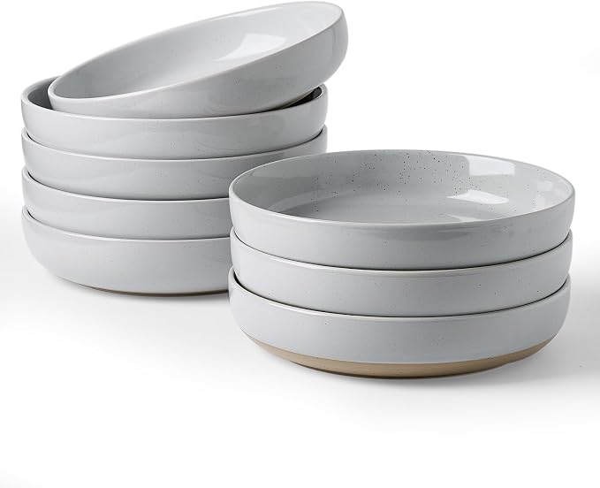 famiware Milkyway 33 oz Pasta Bowls Set of 8, Light Gray | Scratch-Resistant by Famiware