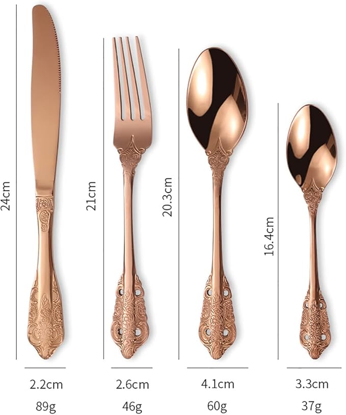 Vintage Silverware Flatware Set for 16, European Classic Style 64 Pieces Stainless Steel Tableware Cutlery Set,Fine Kitchen Utensils for Wedding Restaurant Hotel Christmas