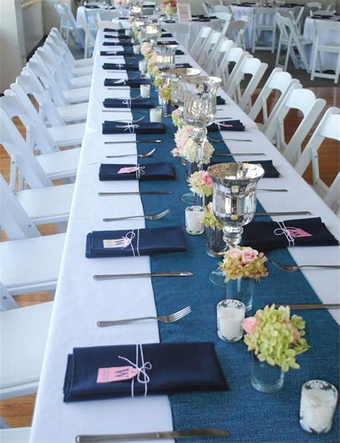Navy Blue Table Runners 13x108 inches 4 Pieces Burlap 4th of July Runner | - Image 7