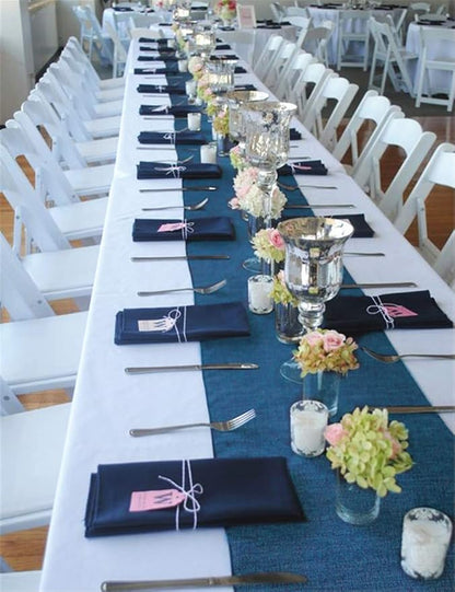 Navy Blue Table Runners 13x108 inches 4 Pieces Burlap 4th of July Runner | - Image 7