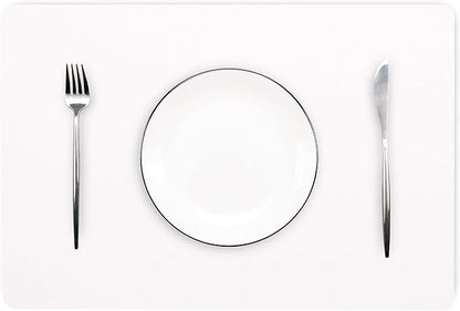 Wipeable Placemats Leather Table Mats Waterproof Heat-Resistant Easy to Clean for Dining Table Set Kitchen Table (6, White)