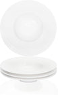 Ceramic Wide Rimmed Soup Plate, Soup Bowl 8 oz, Pasta Bowl Set of 4, White Shallow Bowl Plate with Rim, Best choice for high-end restaurants, hotels, and foodies, 9.6 Inch Coil relief