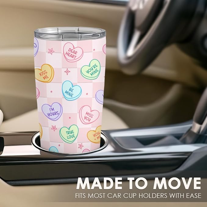 SANDJEST Heart Message Tumbler 20oz, Stainless Steel Travel Cup - Image 6