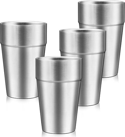 Metal Cups For Drinking, 16 oz Insulated Tumbler, 4 Pack Double Wall by Offiper
