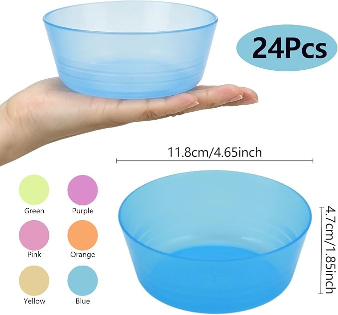 24-Pack Plastic Bowls 10 oz, Polypropylene, Microwave & Dishwasher Safe - Image 2