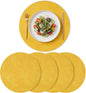 Artoid Mode Yellow Faux Leather Placemats Set of 4, 15 Inch Waterproof Wipeable Heat Resistant Vinyl Place Mats, Reversible Table Mats for Summer Kitchen Dining Decor
