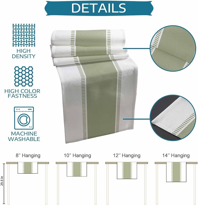 Sage Green Stripe Table Runners 72 inches Long, Linen Boho Table Runner - Image 7